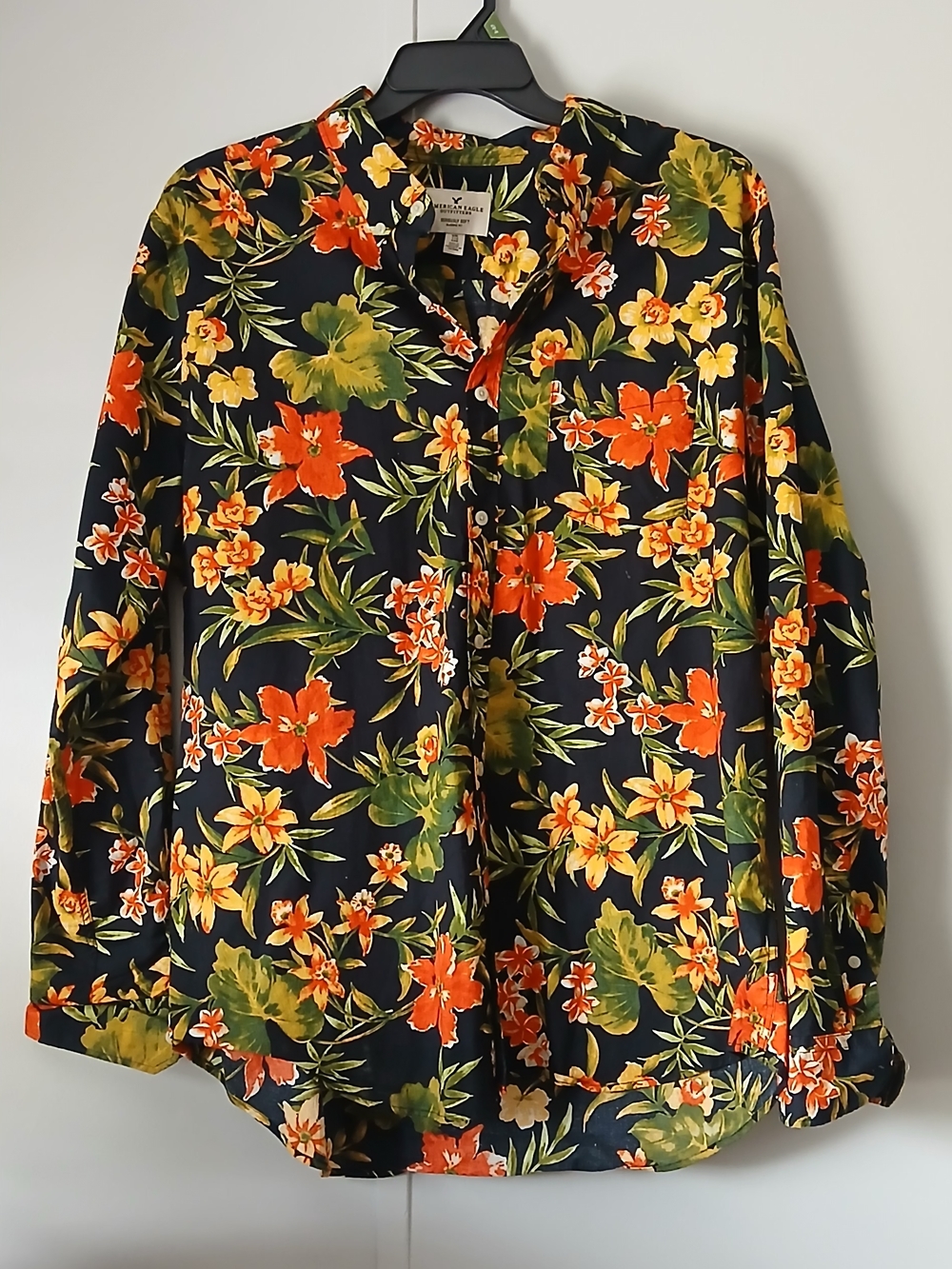American Eagle Outfitters Navy Tropical Floral Shirt